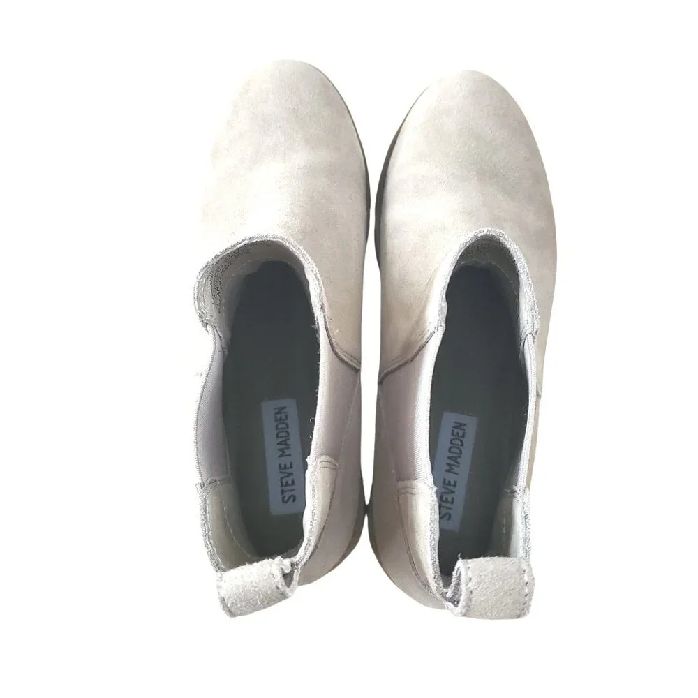 Steve Madden Women 8 Lorali Suede Leather Boots Slip-on Chunky Chelsea Shoes Tan